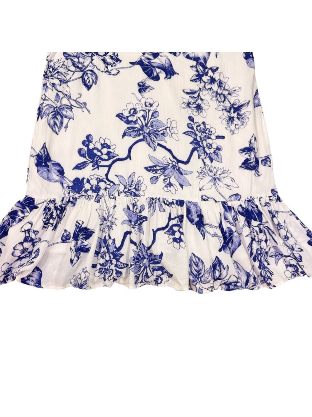 Lulus Women's Blue White Floral Ruffle Hem Mini Dress Sleeveless Size Small - Picture 5 of 8